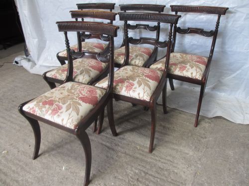 SET OF 6 REGENCY MAHOGANY CARVED BAR BACK DINING CHAIRS - ADDITIONAL PHOTO 2