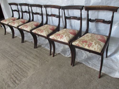 SET OF 6 REGENCY MAHOGANY CARVED BAR BACK DINING CHAIRS - ADDITIONAL PHOTO 3