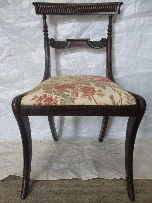 SET OF 6 REGENCY MAHOGANY CARVED BAR BACK DINING CHAIRS - ADDITIONAL PHOTO 4