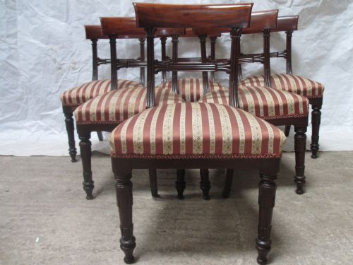 Superb Set of 6 Mahogany William IV Carved Bar Back Dining Chairs