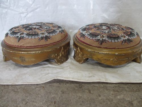 Pair of 19th Century Gilt and Gesso Moulded Circular Footstools