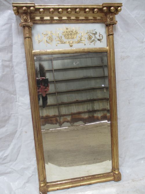 Superb Regency Gilt Framed 'Verre Eglomise' Bevel Edge Pier Mirror