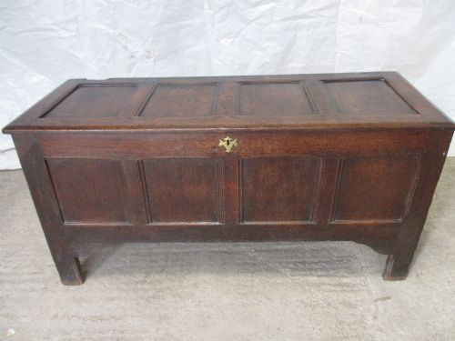 Late 17th Century Well Made 4 Panelled Oak Coffer Blanket Chest