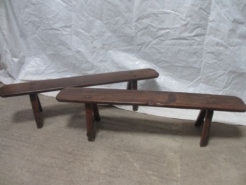 Pair of 18th / 19th Century Oak and Elm Farmhouse Trestle Benches