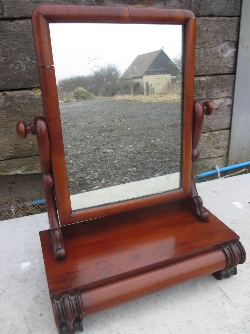 Victorian Mahogany Rectangular Dressing Table / Toilet Swing Mirror