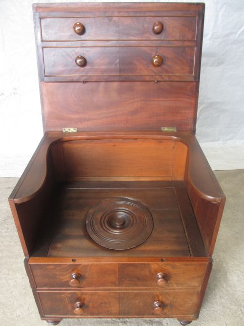 19th Century Flame Mahogany Bedside Commode Chest, with Lift Up Lid