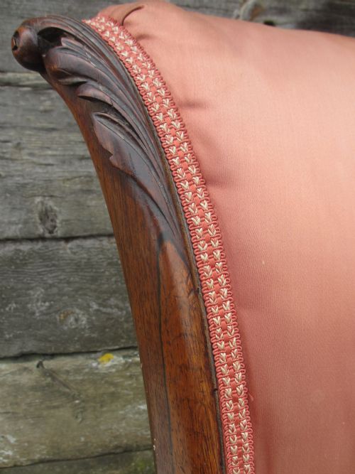 UNUSUAL VICTORIAN ROSEWOOD UPHOLSTERED HIGH SCROLL AND SPLAYED BACK NURSING CHAIR - ADDITIONAL PHOTO 5