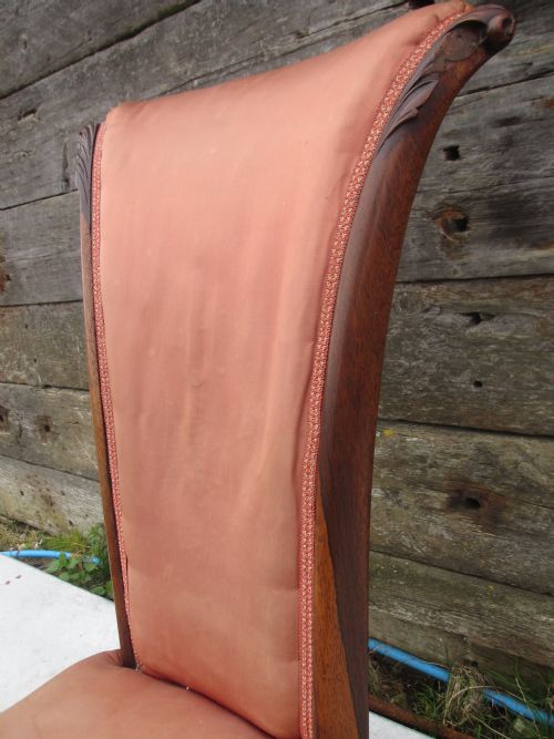 UNUSUAL VICTORIAN ROSEWOOD UPHOLSTERED HIGH SCROLL AND SPLAYED BACK NURSING CHAIR - ADDITIONAL PHOTO 6