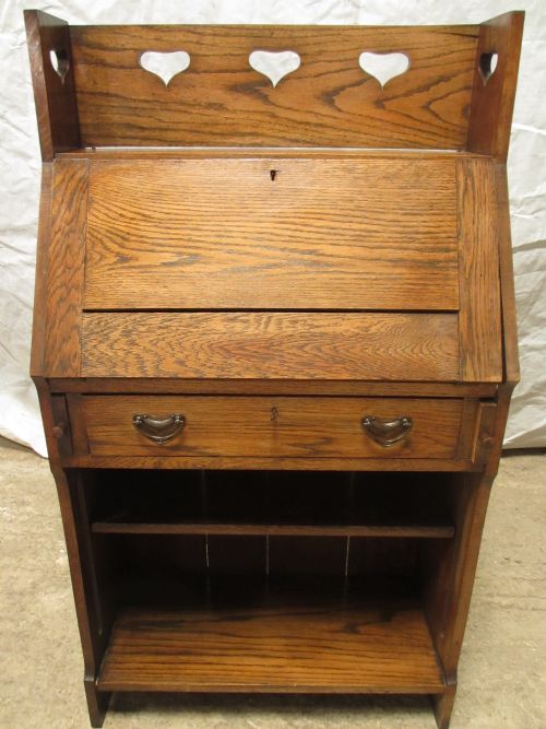 Edwardian Golden Oak Art Nouveau Bureau Bookcase