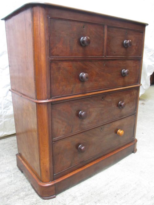 19th Century 2 Part Flame Mahogany Chest of Drawers