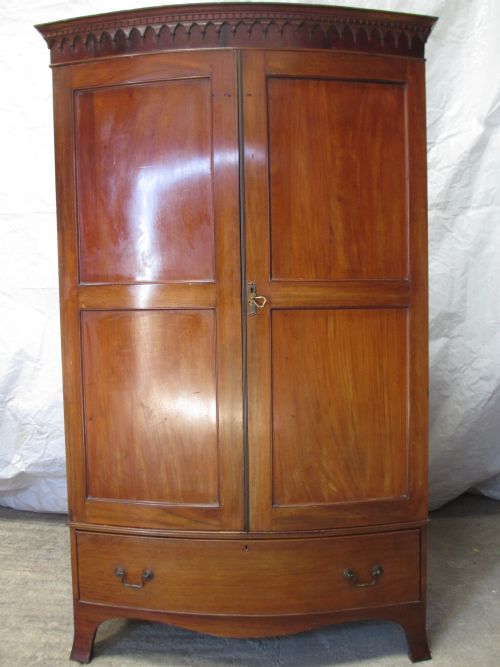 Superb 19th Century Mahogany 2 Door Bow Front Wardrobe