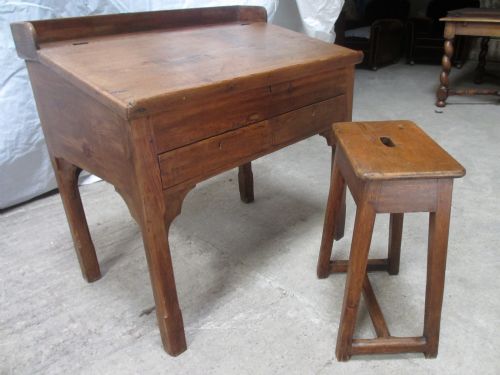 19th Century Wide Pitch Pine Clerks Desk