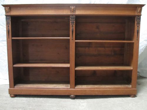 Victorian Light Golden Oak Double Fronted Open Bookcase
