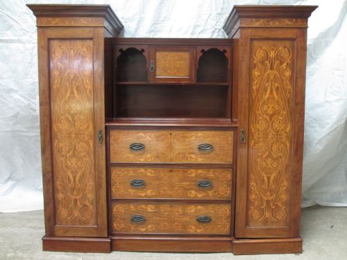 Superb Victorian Mahogany and Inlaid Compactum Wardrobe
