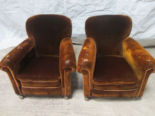 Pair of Edwardian Upholstered Club Armchairs