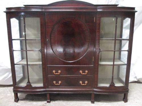 Edwardian Mahogany Glazed 2 Door Display Cabinet Bookcase Cupboard