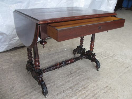 SUPERB QUALITY 19TH CENTURY CARVED ROSEWOOD SOFA TABLE - ADDITIONAL PHOTO 10