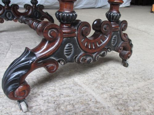 SUPERB QUALITY 19TH CENTURY CARVED ROSEWOOD SOFA TABLE - ADDITIONAL PHOTO 5