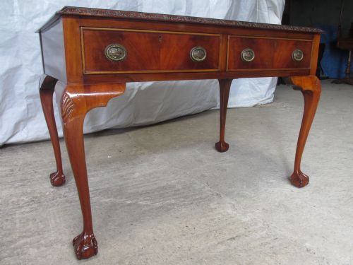 Superb Edwardian Mahogany Twin Drawer Writing Table Desk