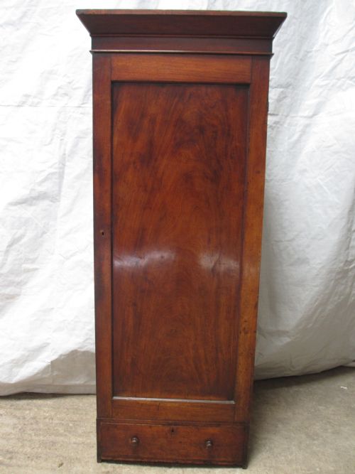 19th Century Flame Mahogany Single Door Slim Tall Hall Cupboard / Wardrobe