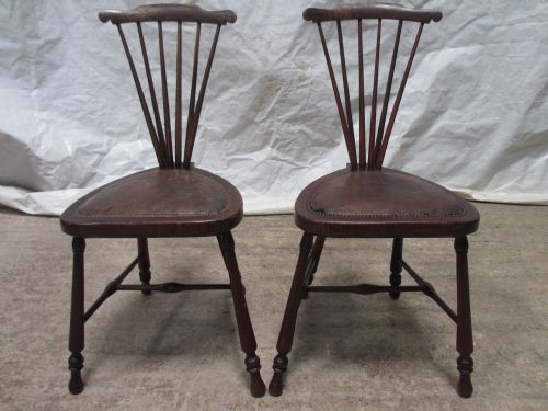 Lovely Pair of Victorian Elm and Beech Spindle Back Pear Seat Occasional Chairs