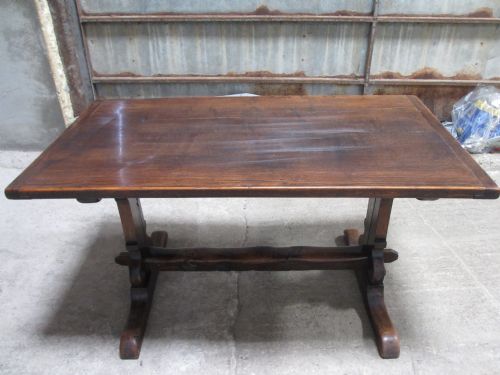 Small Oak Plank Top Refectory Dining Table