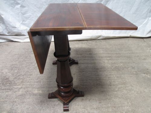 UNUSUAL FRENCH CROSSBANDED ROSEWOOD DROP LEAF OCCASIONAL TABLE - ADDITIONAL PHOTO 9