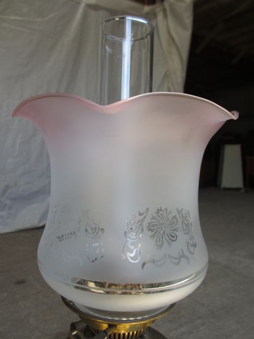VICTORIAN TALL BRASS HINKS OIL LAMP - ADDITIONAL PHOTO 4