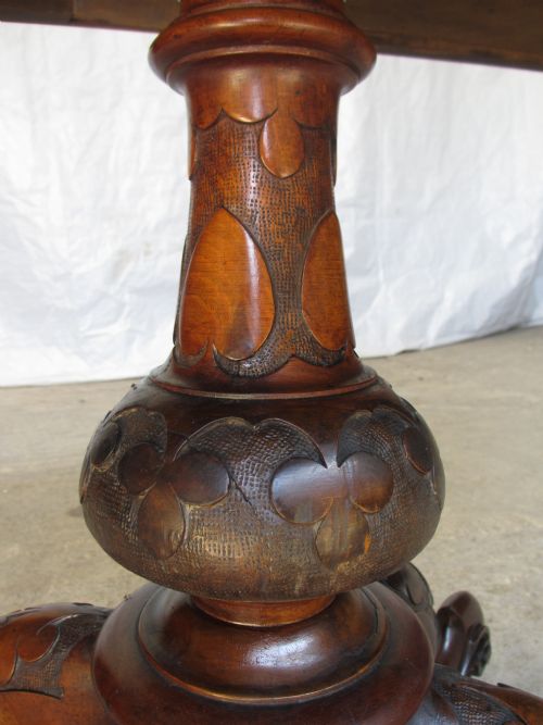 SUPERB 19TH CENTURY CARVED BURR WALNUT DEMILUNE SLIGHTLY OVAL FOLD OVER CARD GAMES TABLE - ADDITIONAL PHOTO 14