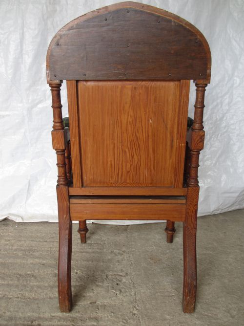 SUPERB VICTORIAN PITCH PINE GOTHIC THRONE ARMCHAIR - ADDITIONAL PHOTO 12