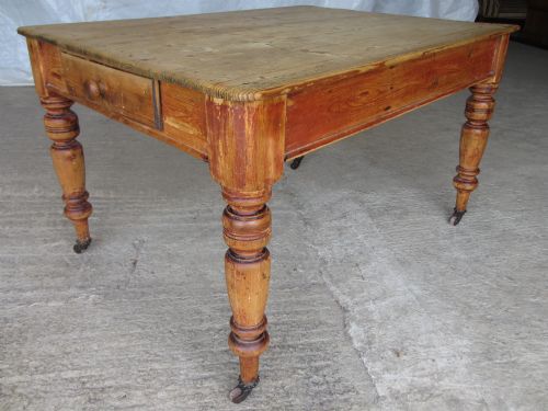 Quality Sturdy Victorian Plank Top Pine Kitchen Table