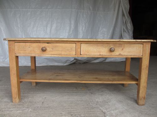 19th Century Sturdy Pine Plank Top Kitchen Side Dining Table