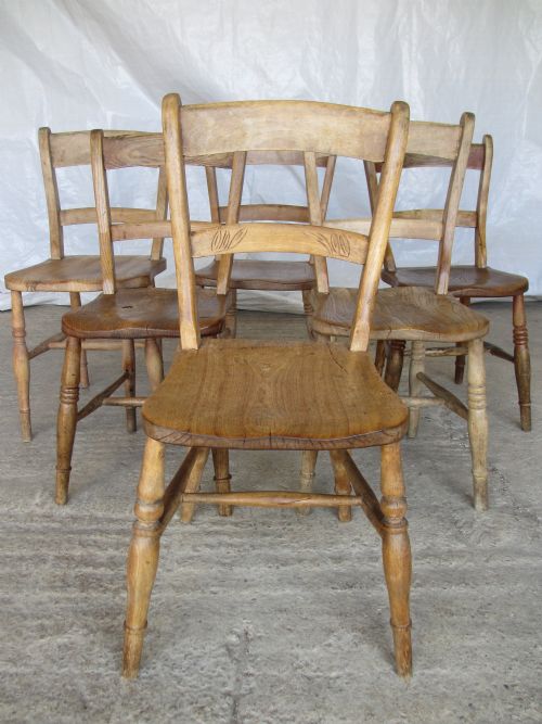 Set of 6 Elm & Beech Windsor Oxford Bar Back Kitchen Dining Chairs