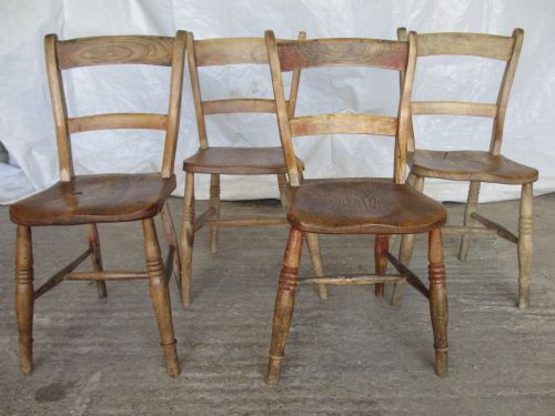 Set of 4 Elm & Beech Windsor Oxford Bar Back Kitchen Dining Chairs