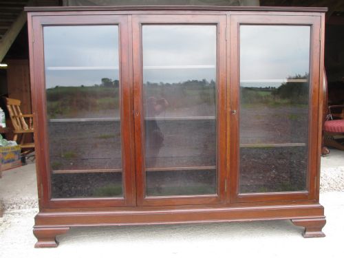 Quality Edwardian Mahogany Glazed Door Adjustable Bookcase / Display Cabinet (Ref 408)