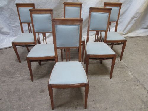 Late 19th Century Set of Six Swedish Birch Framed High Back Dining Chairs