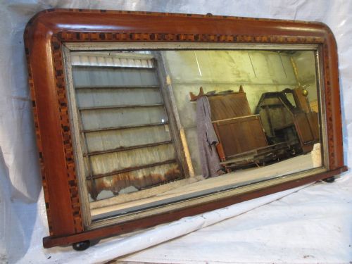 Victorian Mahogany Tunbridge Inlaid Overmantle Mirror