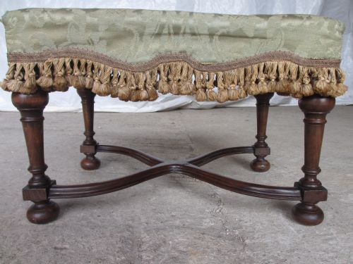 Walnut Framed French Style Rectangular Stool