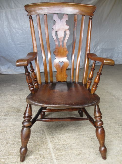 19th Century Elm Seated Oversized Windsor Slat Back Armchair