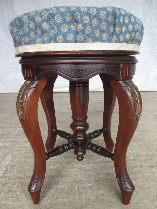 19th Century French Mahogany Adjustable Circular Piano Stool