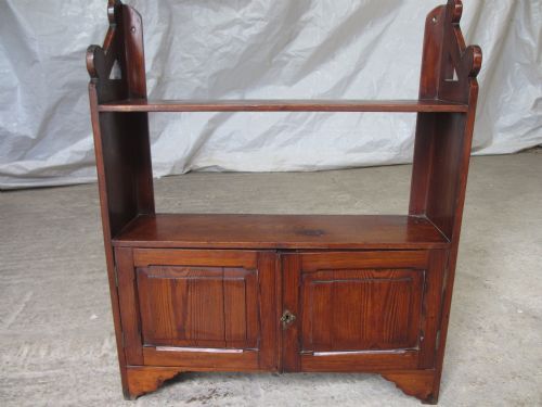 Good Quality Victorian Pitch Pine Bookcase Wall Cabinet Shelves
