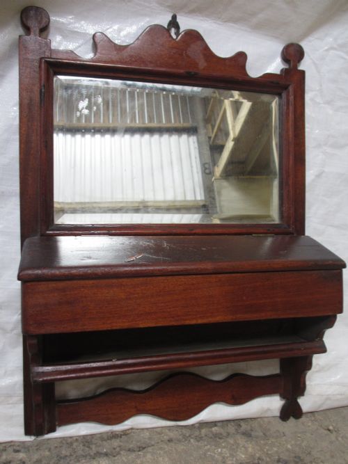 Victorian Mahogany Bevel Edge Hall Mirror with Key Box