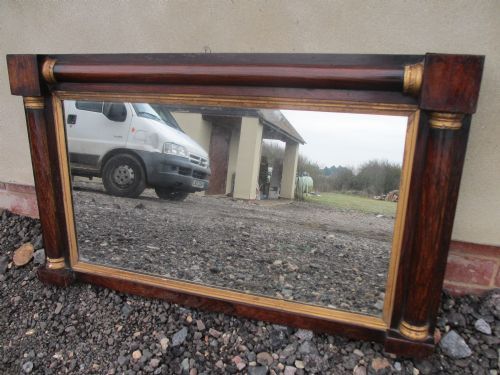 Regency Rosewood and Gilt Framed Overmantle Mirror