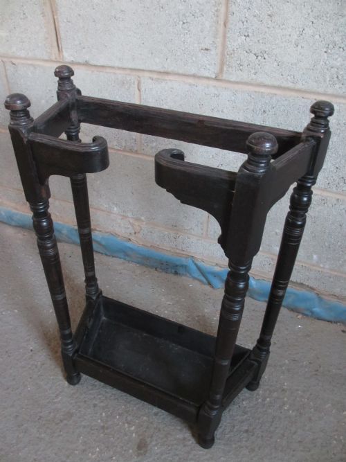 Victorian Oak Turned Column Umbrella Stick Stand