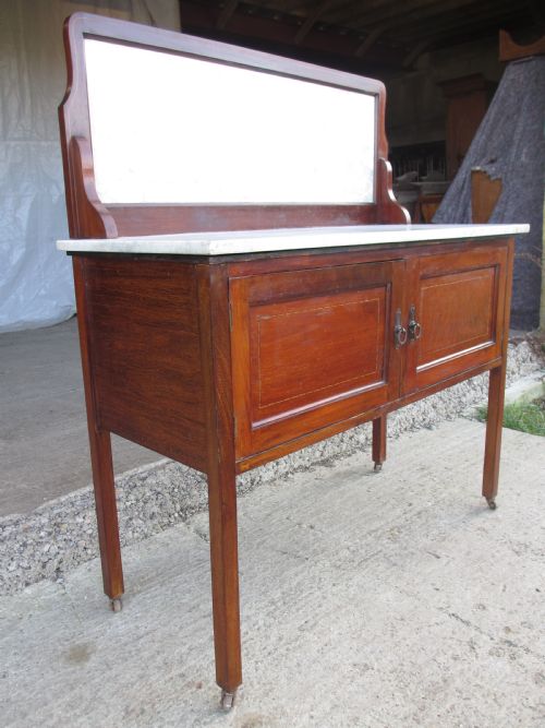 Edwardian Mahogany and Marble Washstand Cabinet