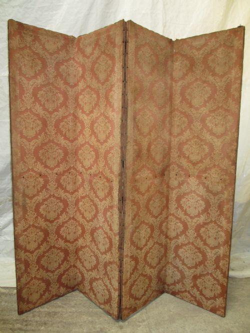 Edwardian Four Fold Screen with Floral Upholstery