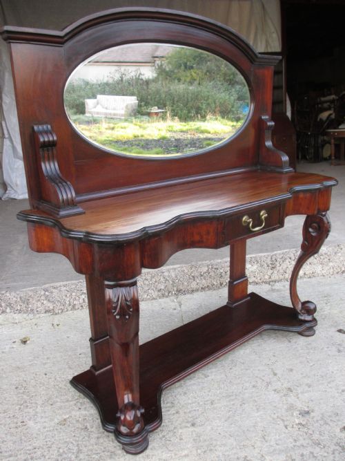 Victorian Mahogany Mirrored Duchess Dressing Table with Scroll Supports