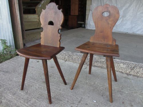 Matched Pair of 19th Century Scandinavian Birch Primitive Ocassional Chairs