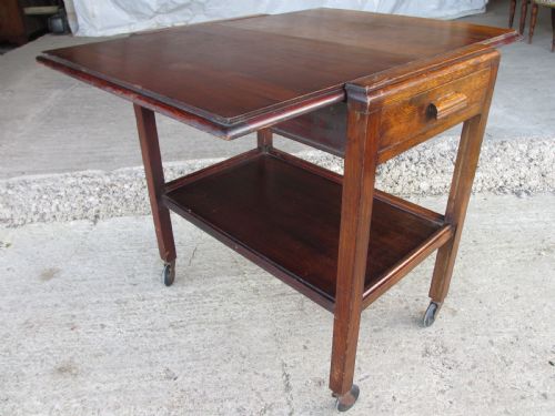 Oak Extending Tea Trolley with Cutlery Drawer on Castors C1920