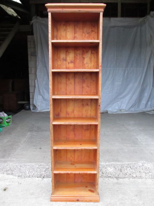 Tall Slim Pine Open Bookcase C1920